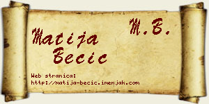 Matija Becić vizit kartica